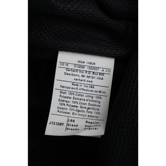 Carhartt Men's Navy Hooded Zip-up Jacket Helmets to Hardhats RN#14806 size L - Picture 10 of 11